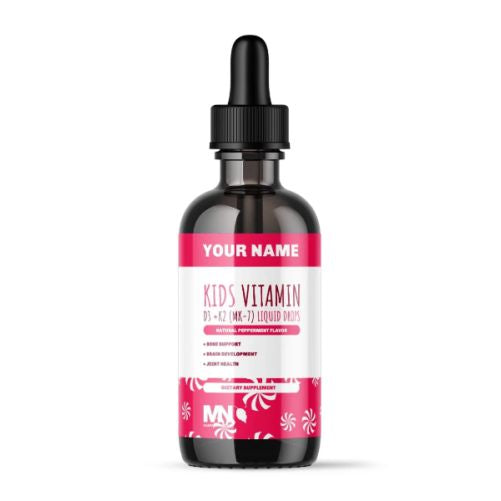 Kids Vitamin D3 + K2 (MK-7) Liquid Drops with MCT Oil - Natural Peppermint Flavor